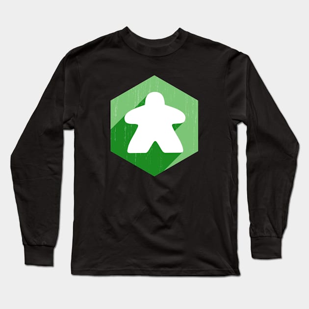 Hexagon Meeple Green Long Sleeve T-Shirt by east coast meeple